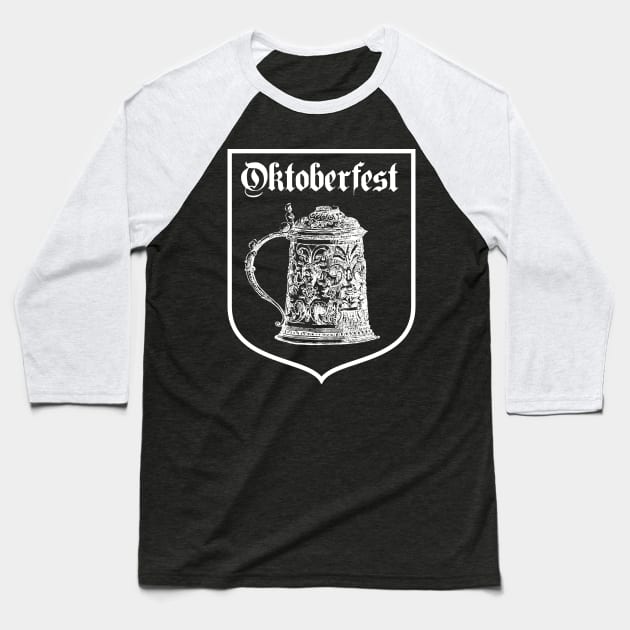 Beer Stein Drawing, Oktoberfest Baseball T-Shirt by cartogram